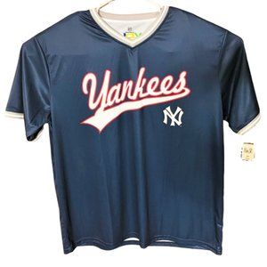 New York Yankees MLB Blue V-Neck Short Sleeve Baseball Jersey-Multiple Sizes